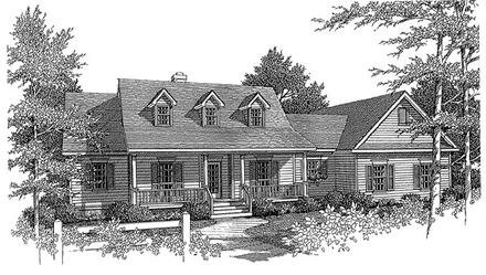 Country One-Story Elevation of Plan 96535