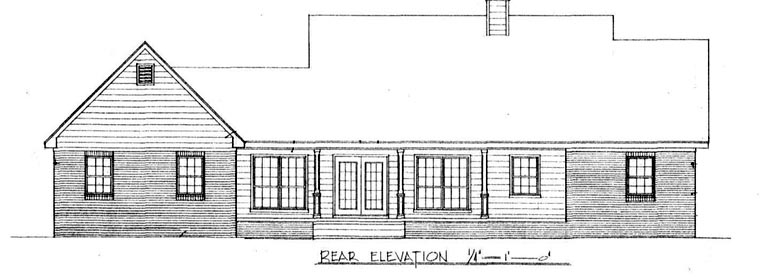 Country One-Story Rear Elevation of Plan 96535