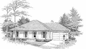 One-Story Traditional Elevation of Plan 96537