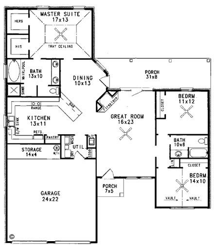House Plan 96543 First Level Plan