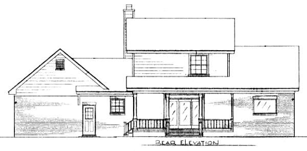 Cape Cod Country Rear Elevation of Plan 96544