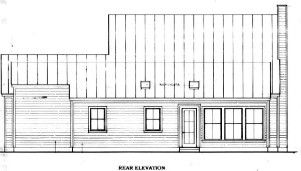 Traditional Rear Elevation of Plan 96546