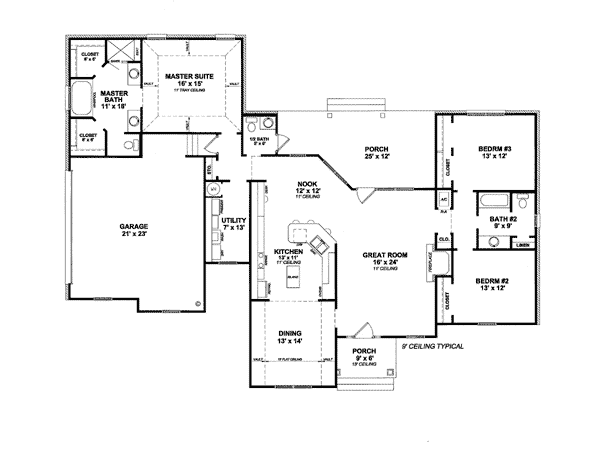 European One-Story Level One of Plan 96550