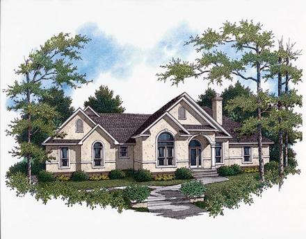 European One-Story Elevation of Plan 96550