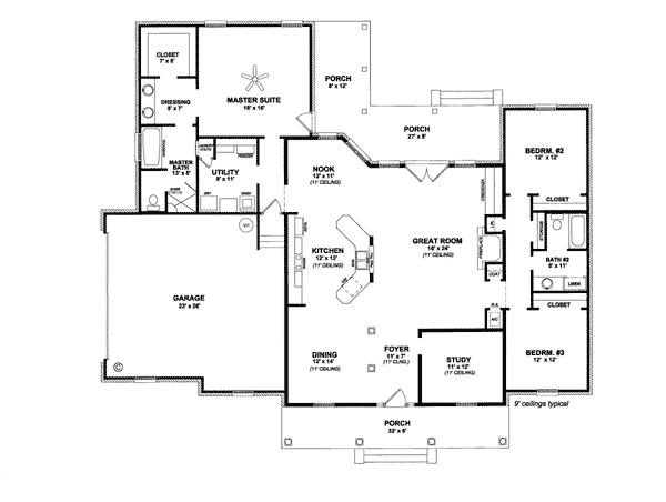 European One-Story Level One of Plan 96551