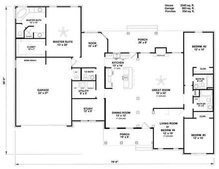 House Plan 96552 First Level Plan