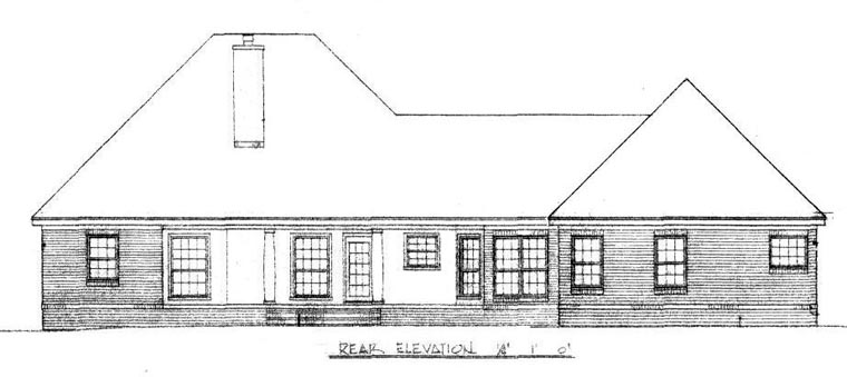 Traditional Rear Elevation of Plan 96552