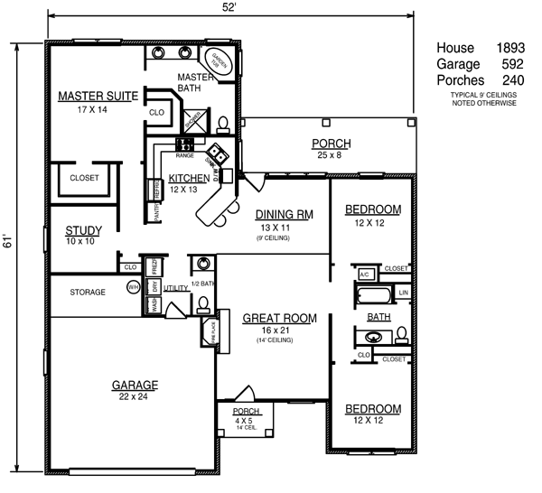 European One-Story Level One of Plan 96557