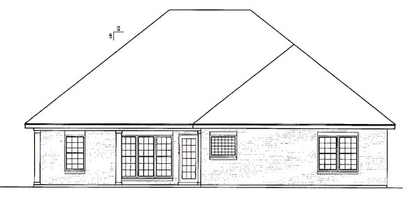 European One-Story Rear Elevation of Plan 96557