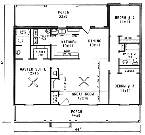 Cabin Country Ranch Level One of Plan 96559