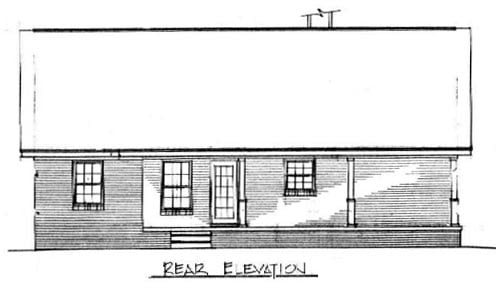 Cabin Country Ranch Rear Elevation of Plan 96559