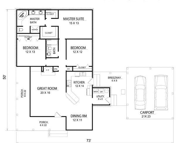 Farmhouse One-Story Traditional Level One of Plan 96561