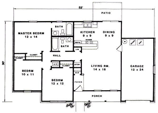 One-Story Ranch Level One of Plan 96565