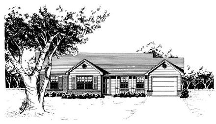 One-Story Ranch Elevation of Plan 96565