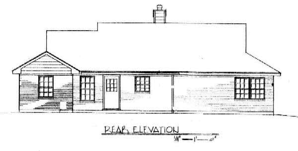 One-Story Ranch Rear Elevation of Plan 96568