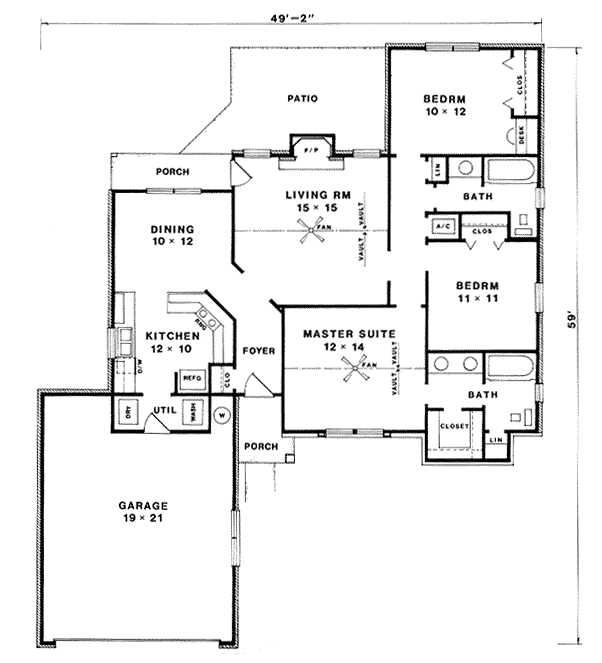 One-Story Traditional Level One of Plan 96569