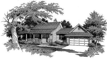 Country One-Story Elevation of Plan 96571