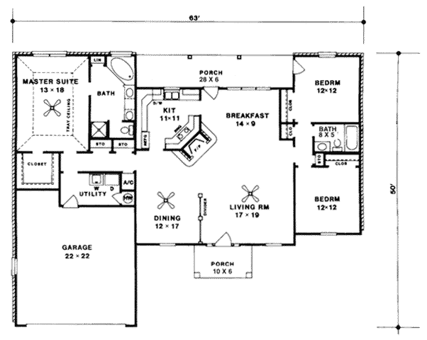 Mediterranean One-Story Level One of Plan 96579