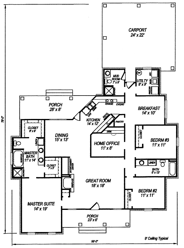 European One-Story Level One of Plan 96587