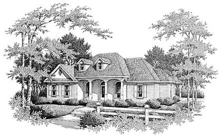 European One-Story Elevation of Plan 96587