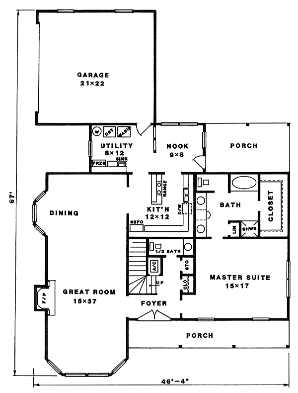 Contemporary Farmhouse Level One of Plan 96589