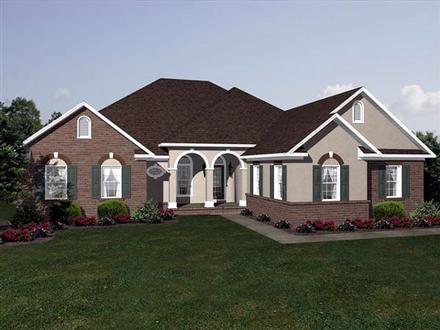 European One-Story Elevation of Plan 96590