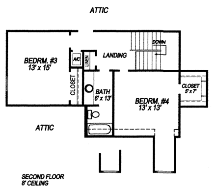 House Plan 96593 Second Level Plan