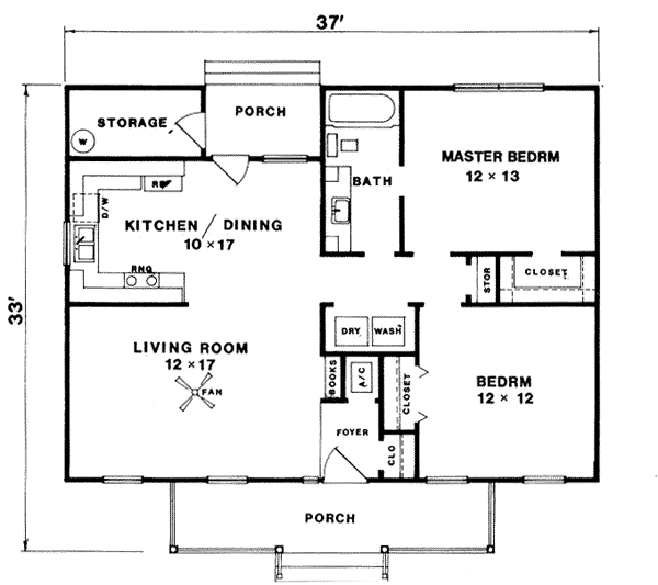 Country Craftsman Narrow Lot One-Story Level One of Plan 96598