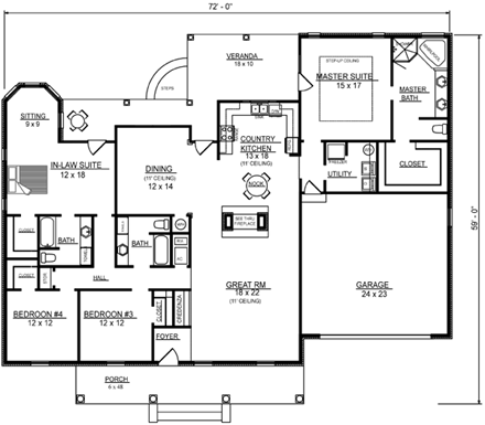 House Plan 96707 First Level Plan