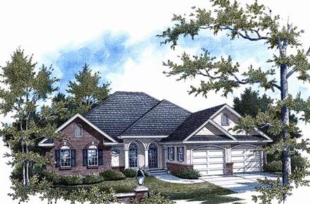 European One-Story Elevation of Plan 96710