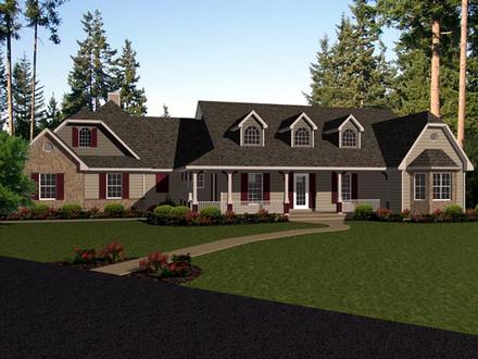 Country European One-Story Elevation of Plan 96711