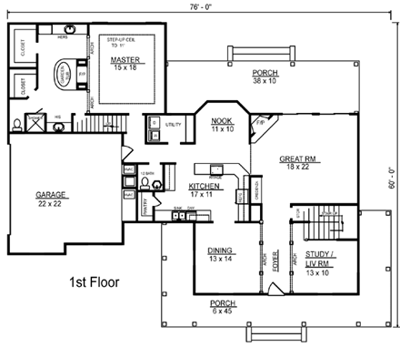 House Plan 96712 First Level Plan