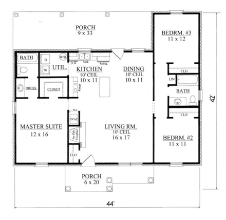 House Plan 96715 First Level Plan