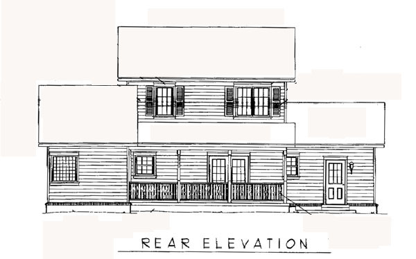 Country Farmhouse Rear Elevation of Plan 96808