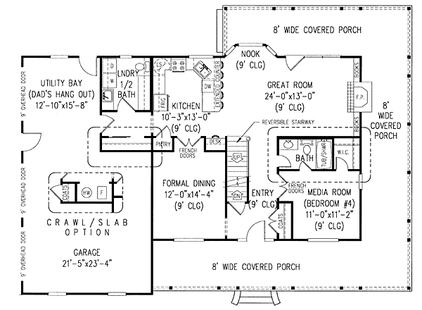 Country Farmhouse Level One of Plan 96815