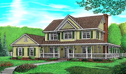 Country Farmhouse Elevation of Plan 96815