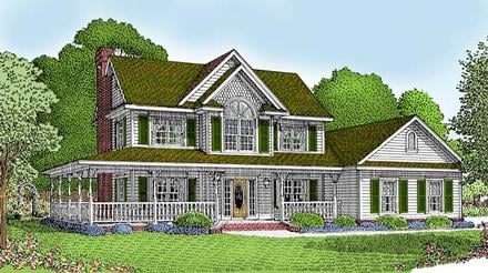 Country Farmhouse Elevation of Plan 96819