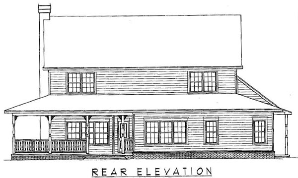 Country Traditional Rear Elevation of Plan 96822