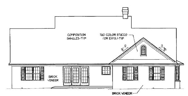 Country Rear Elevation of Plan 96824