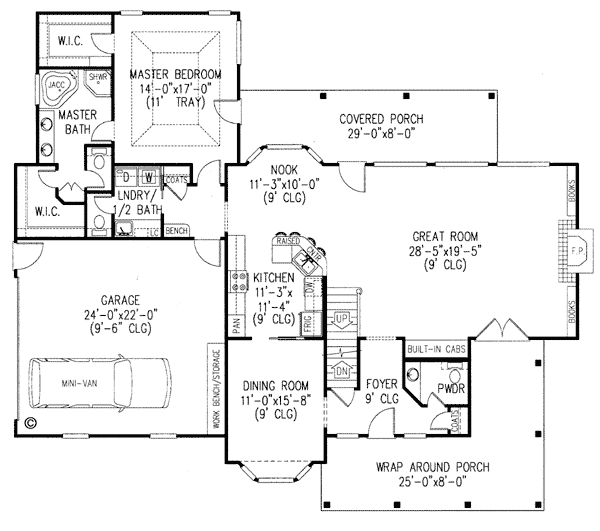 Country Farmhouse Level One of Plan 96825