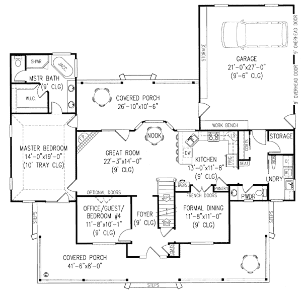 Country Farmhouse Level One of Plan 96826