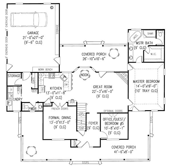 Country Farmhouse Level One of Plan 96827