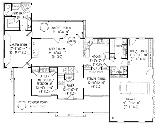 Country Farmhouse Level One of Plan 96828