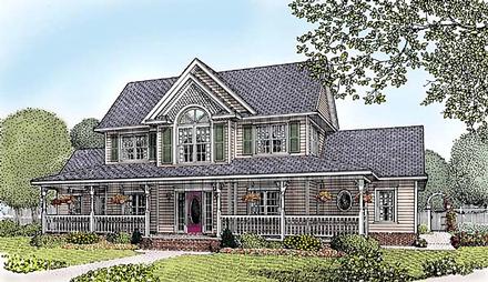 Country Farmhouse Southern Elevation of Plan 96834