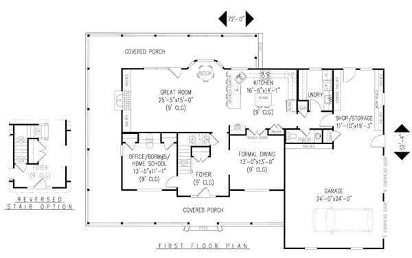 Country Farmhouse Level One of Plan 96837