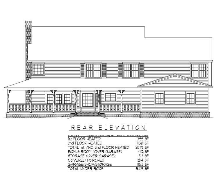 Country Farmhouse Rear Elevation of Plan 96838