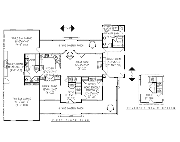 Country Farmhouse Level One of Plan 96839