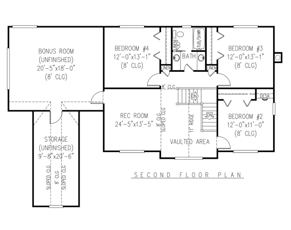 Country Farmhouse Level Two of Plan 96839