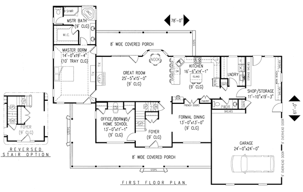 Country Farmhouse Level One of Plan 96840