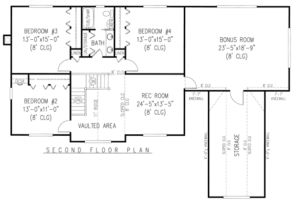 Country Farmhouse Level Two of Plan 96840